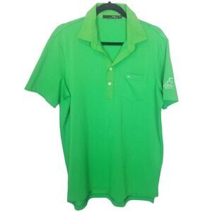RLX Ralph Lauren Mens Golf Polo Shirt The Players Club Sz M Kelly Green Stretch